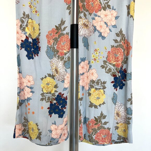 Sz 00- Smythe Mid-Rise‎ Cropped Length Baby Blue Floral Flood Trouser Pants - Picture 6 of 15